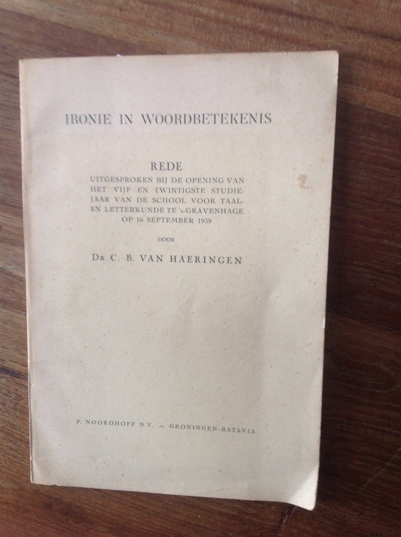 Dr.C.B. van Haeringen - Ironie in woordbetekenis
