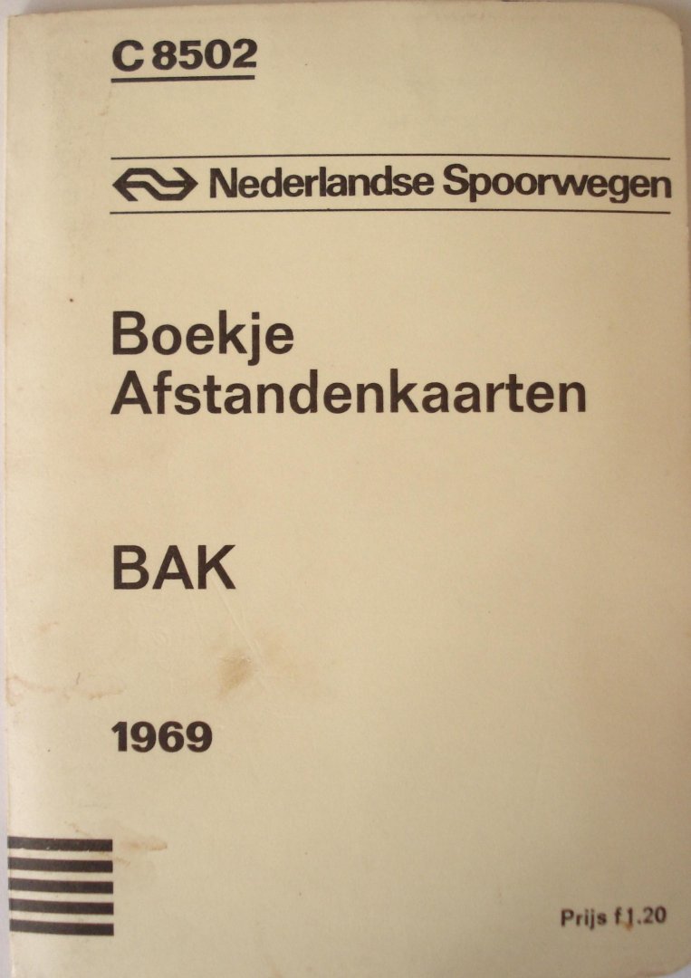 Red. - Boekje Afstandenkaarten. BAK 1969. C8502