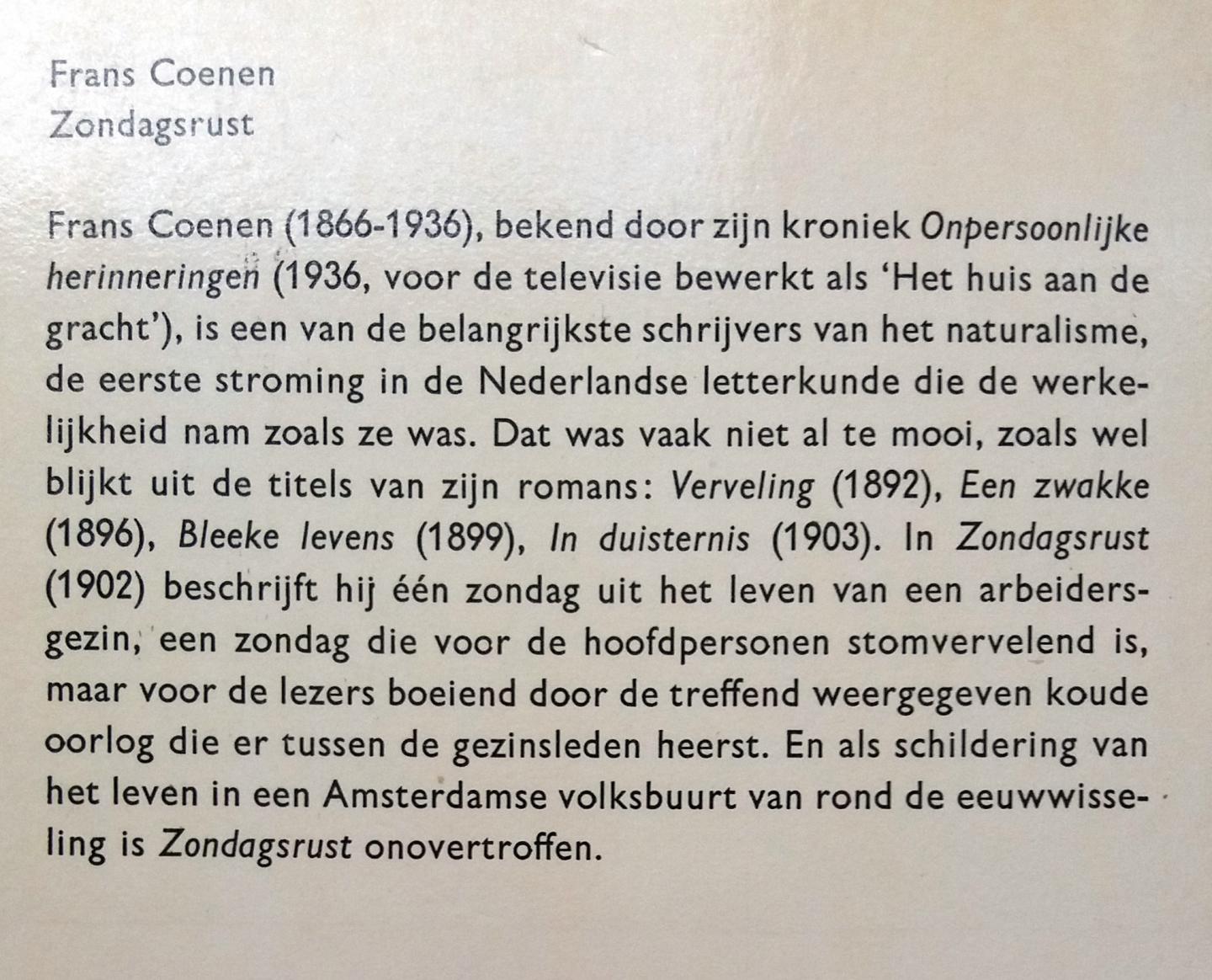 GERESERVEERD VOOR KOPER Coenen, Frans - Zondagsrust (Ex.2) (Salamander No.498)
