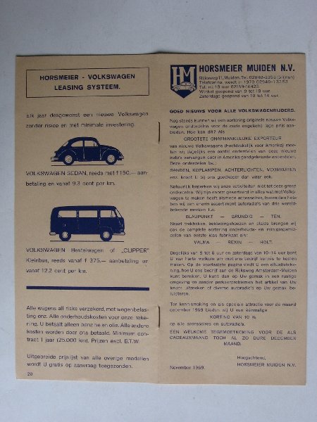 Folder - Horsmeier Muiden NV, de grootste onafhankelijke VW importeur