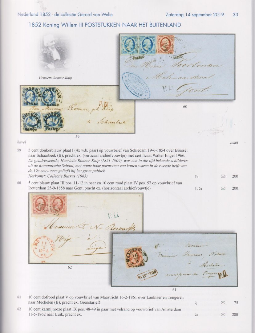 Coriphila veilingen - Nederland 1852 - De collectie Gerard van Welie - Zaterdag 14 september 2019