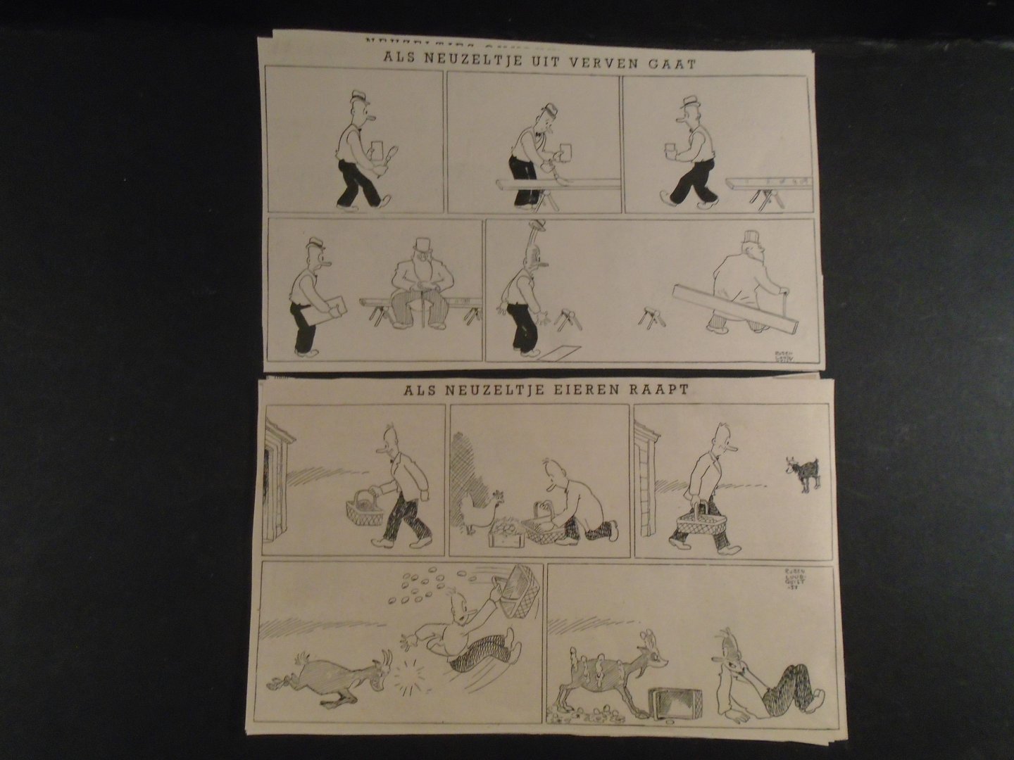 Lindquist, Ruben  De Prins ). - Neuzeltje, 21 knipsel uit de prins van 1937. Strip zonder woorden