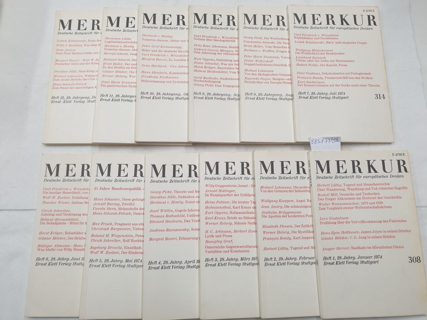 Moras, Joachim und Hans Paeschke (Hrsg.): - (1974) Merkur : Deutsche Zeitschrift für europäisches Denken : Jhg. 1974 : Komplett :