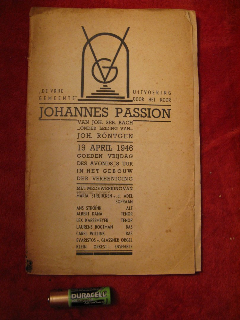 joh. rontgen - Johannes Passion - tekstboekje
