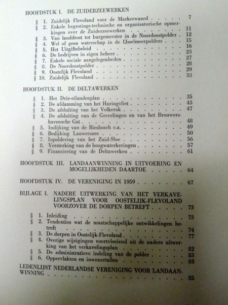 Algemeen bestuur, Ned vereniging voor landaanwinning - Jaarverslag, De landaanwinning in 1959