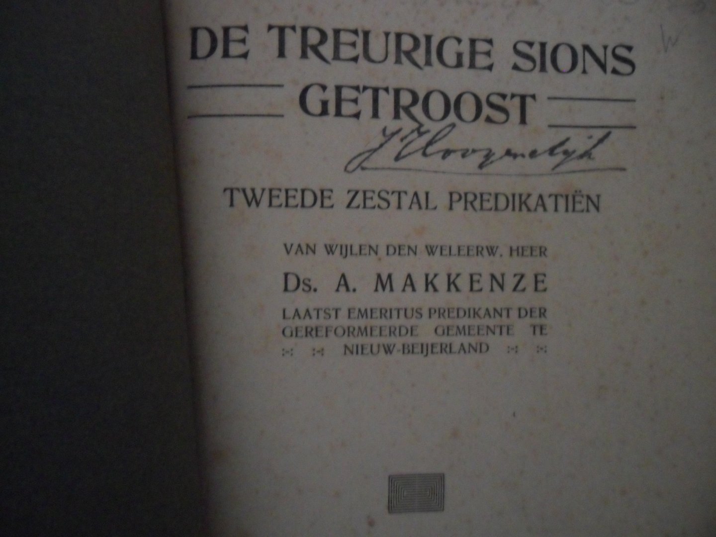 Makkenze A. - De treurige sions getroost