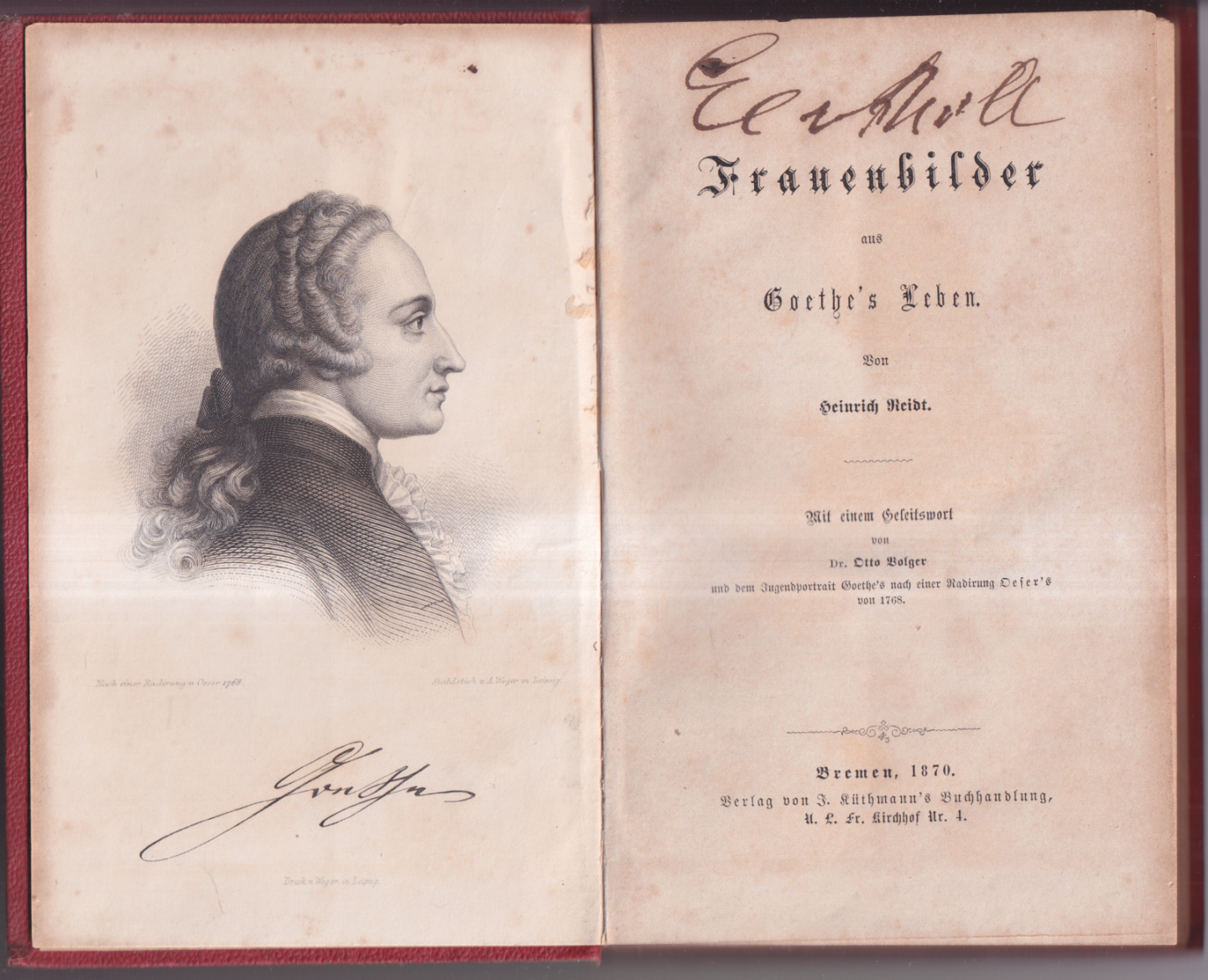Reidt, Heinrich - Frauenbilder aus Goethe's Leben