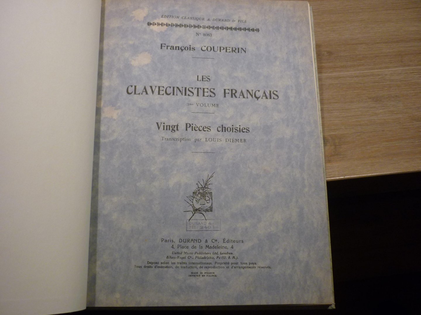 Couperin; François (1668–1733) - Les Clavecinistes Francais - 3me Volume; Les Clavecinistes Francais - 3me Volume; voor Klavecimbel (transcription par Louis Diémer)