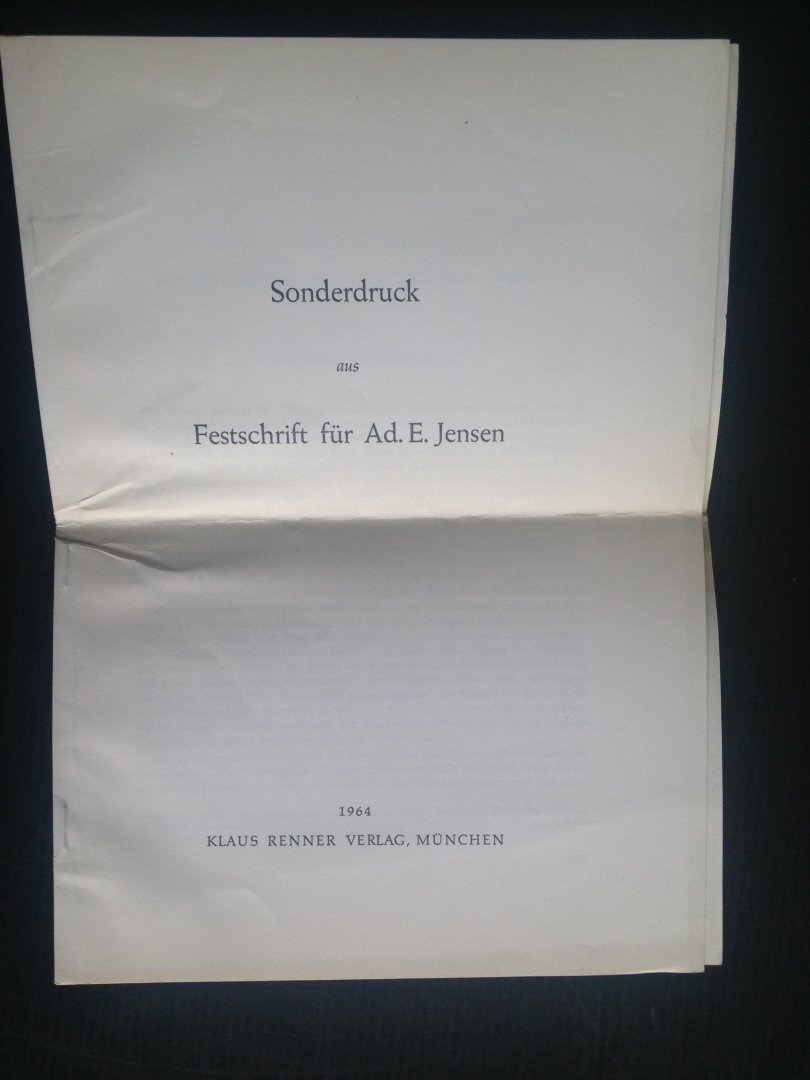 Niggemeyer, Hermann - Kuttia Kond und Pano, zur Stellung der verachteten Klassen in Indien, Sonderdruck Festschrift fr Ad.E.Jensen