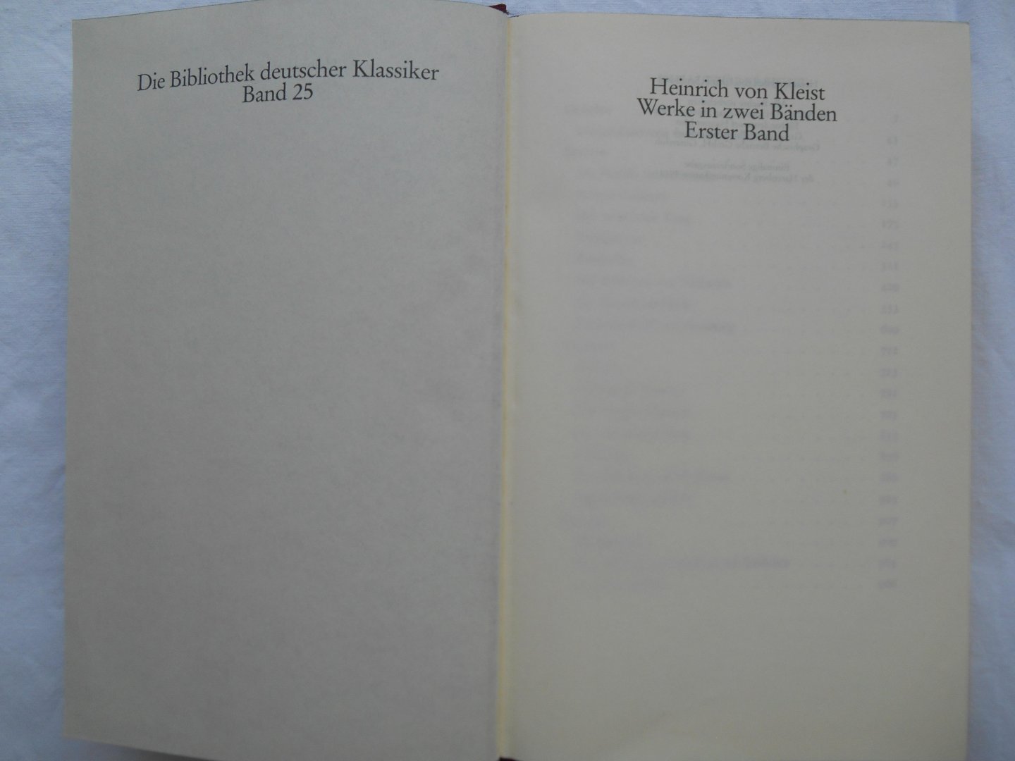 Kleist, Heinrich von - Werke in zwei Bänden, nur Erster Band.