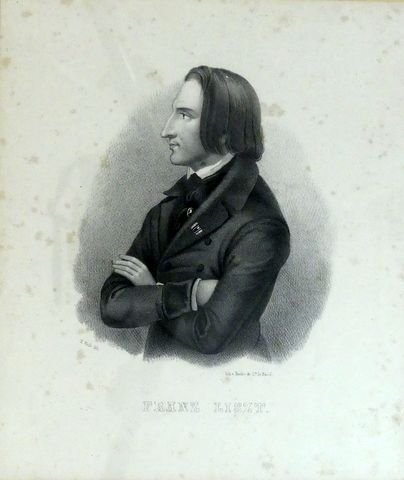 Liszt, Franz: - [Lithographie, halbe Figur, Profil nach links] Franz Liszt
