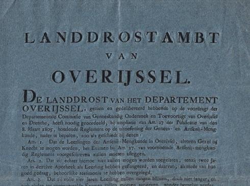 OVERIJSSEL, LANDDROSTAMBT - MEDICI / APOTHEKERS - Regels waar aankomende artsen en apothekers aan moeten voldoen.