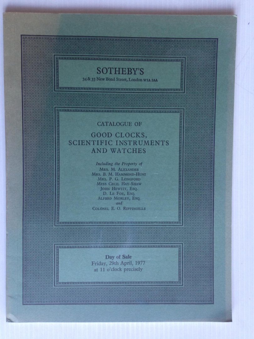 Catalogue Sotheby - Good Clocks, Scientific Instruments and Watches
