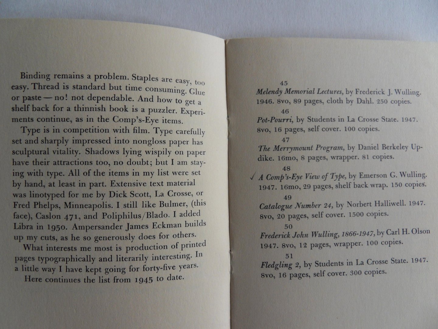 Wulling, Emerson G. [ inleiding ] - Press Preterite Three. [ 208 copies only ].