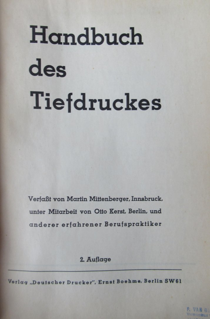 Mittenberger, Martin , Kerst Otto - Handbuch des Tiefdruckes
