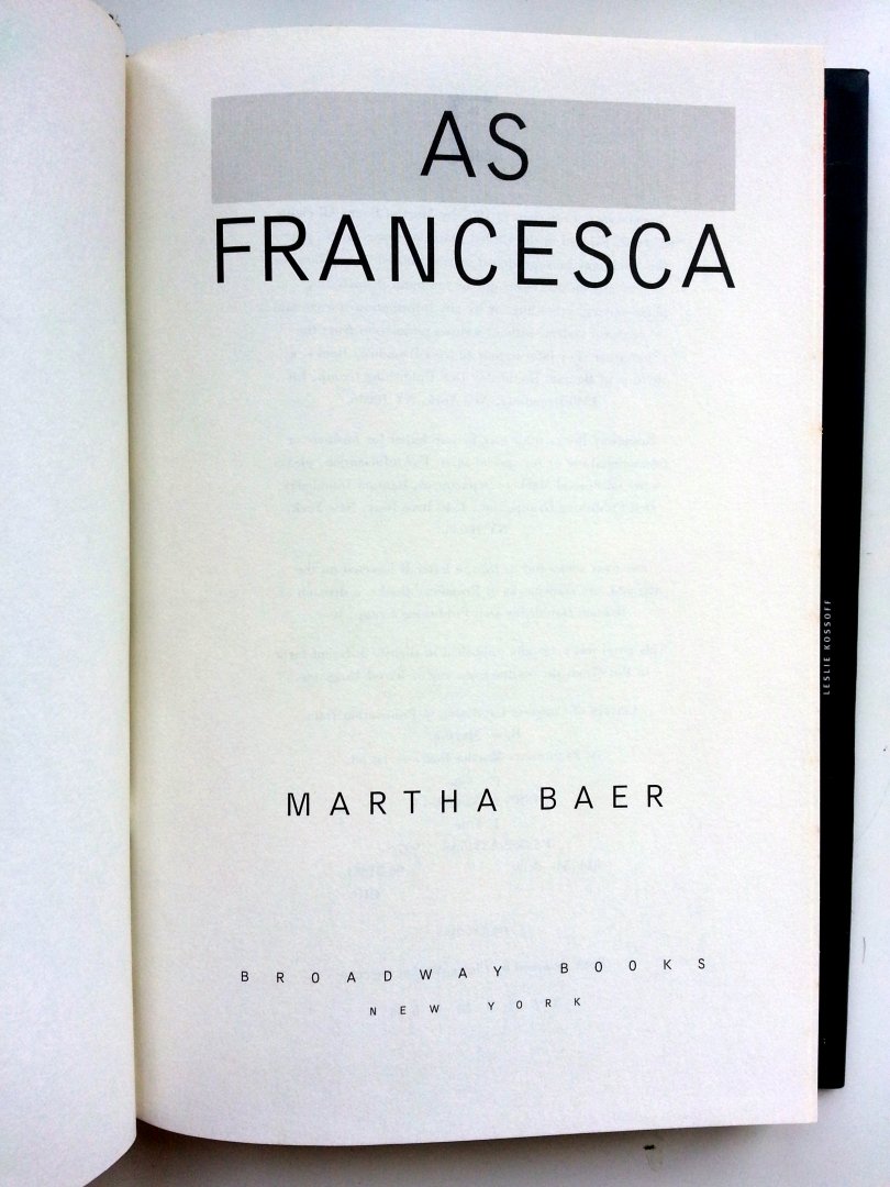 Baer, Martha - As Francesca (ENGELSTALIG)