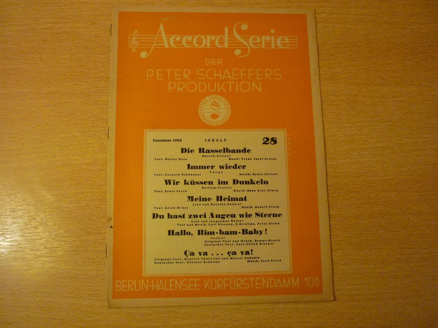 Diverse componisten - Accord Serie - Der Peter Schaeffers Produktion; Nummer 28