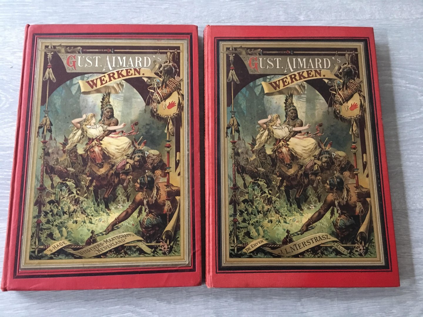 Gustave Aimard - Gust Aimard’s werken, 9 delen, Montbars de verdelger, de Metgezellen van de maan,  Valentin Guillois of een Mexicaansch oproer, de Mexicaansche nachten, De Goudzoekers, La Cigale, De zonen van den schildpad, de Mexicaansche nachten, de Araucaniër