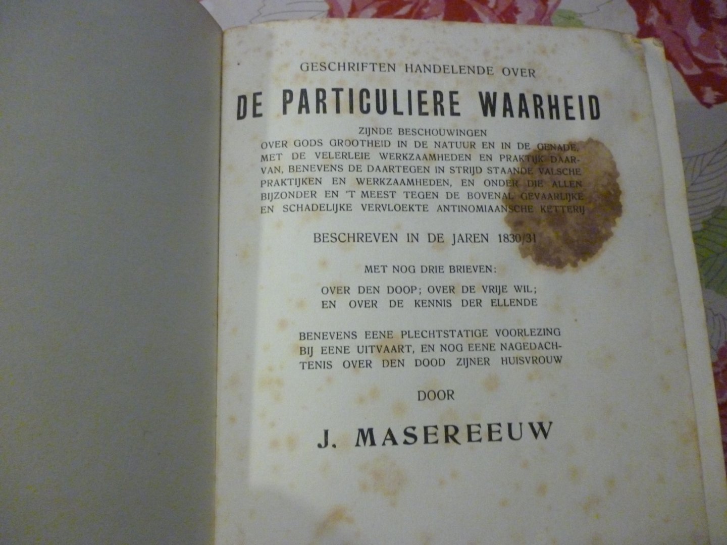 Masereeuw J. - geschriften handelende over de particuliere waarheid