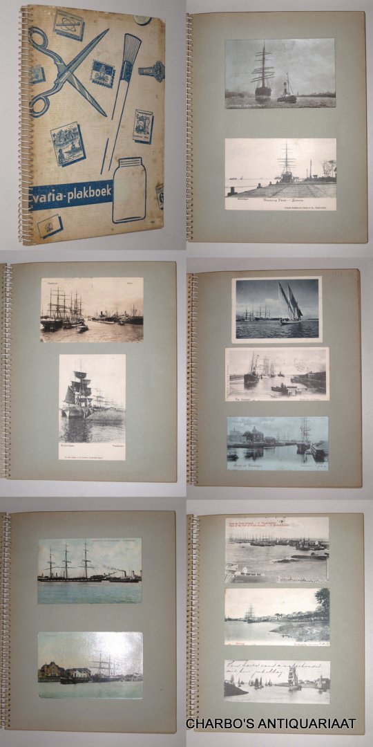 PICTURE POSTCARDS. - Album (modern) with ca. 85 old picture postcards (ca.1898-ca.1913), depicting sailing ships in harbours or docks.