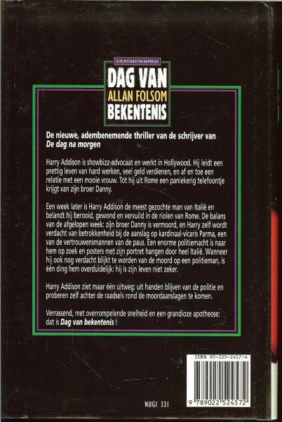 Folsom, Allan .. Vertaling William Oostendorp & Joost van de Mee - Dag van bekentenis