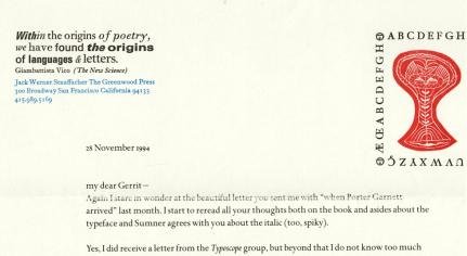 (NOORDZIJ, Gerrit). STAUFFACHER, Jack Werner - Porter Garnett. Philosophical Writings on the Ideal Book. Compiled by Jack W. Stauffacher.