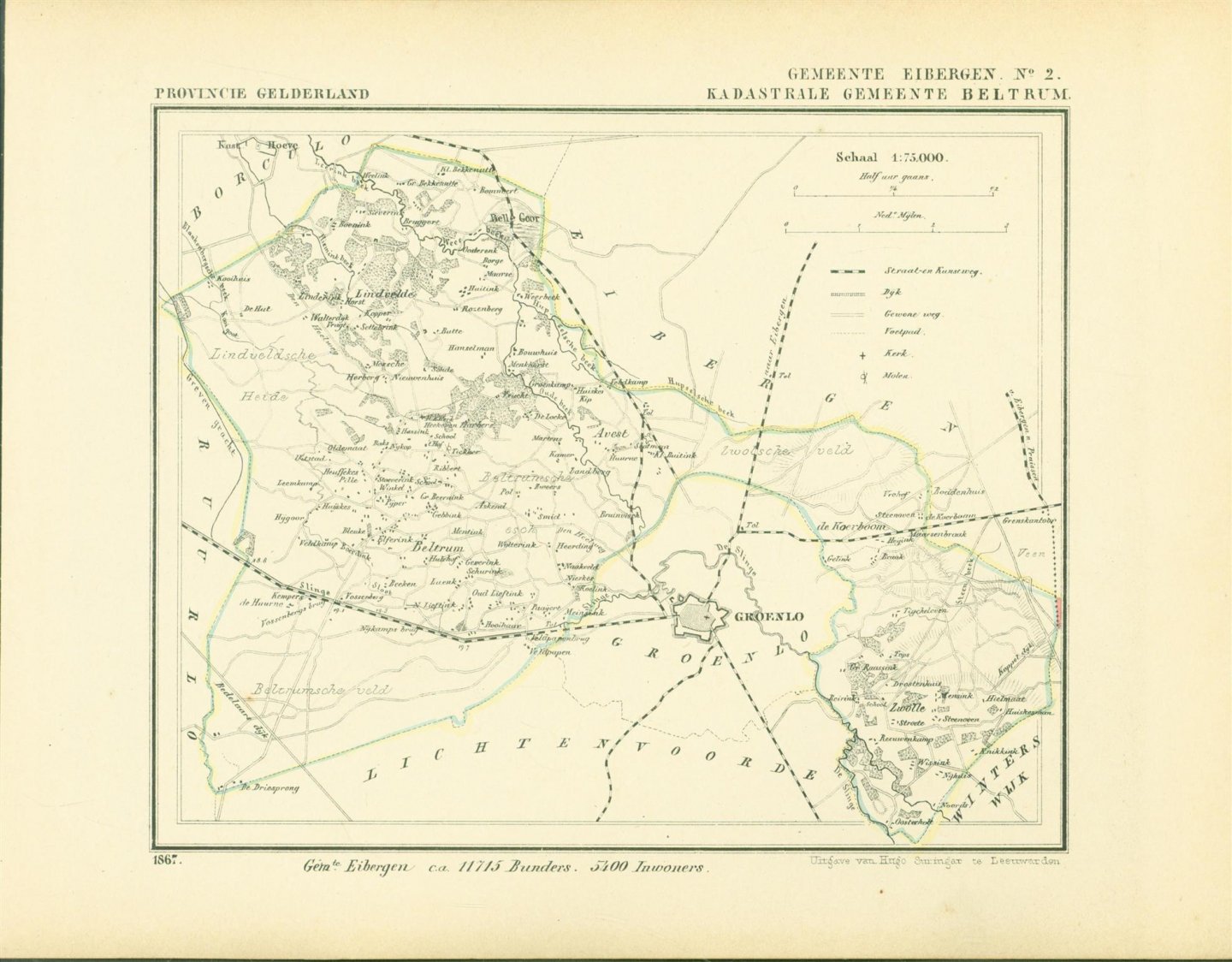 Kuyper Jacob. - EIBERGEN ( Kadastrale gemeente BELTRUM ). Map Kuyper Gemeente atlas van GELDERLAND