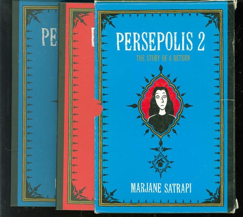 Satrapi, Marjane - First American Paperback Edition. 2 volumes. B/W sketches., Books very good, as new. Slipcase with edgewea