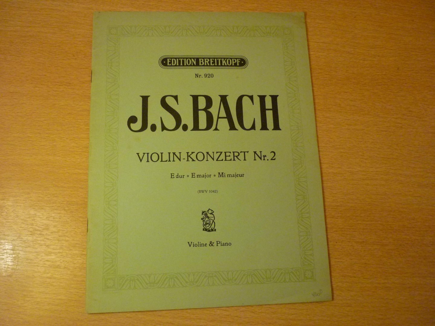 Bach; J. S.  (1685-1750) - Violinkonzert E-Dur BWV 1042 für Violine und Klavier