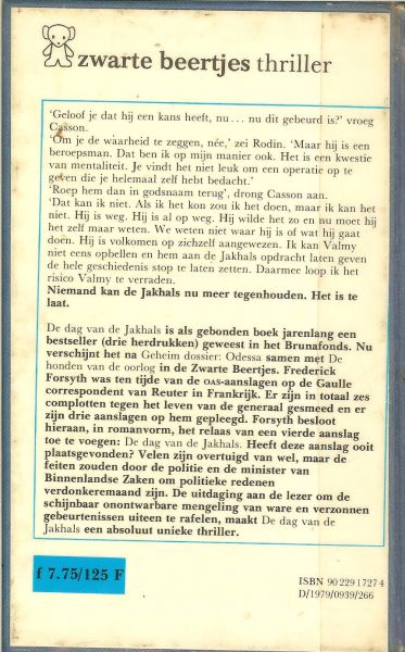 Forsyth, Frederick .. Vertaald door  J.F. Niessen - Hossele - De dag van de jakhals