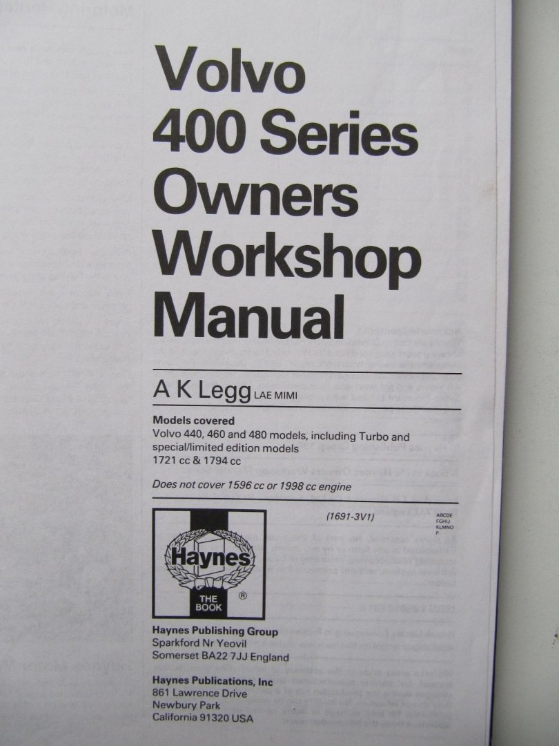 Haynes - Volvo 4440,460,480 -1987 to 1992