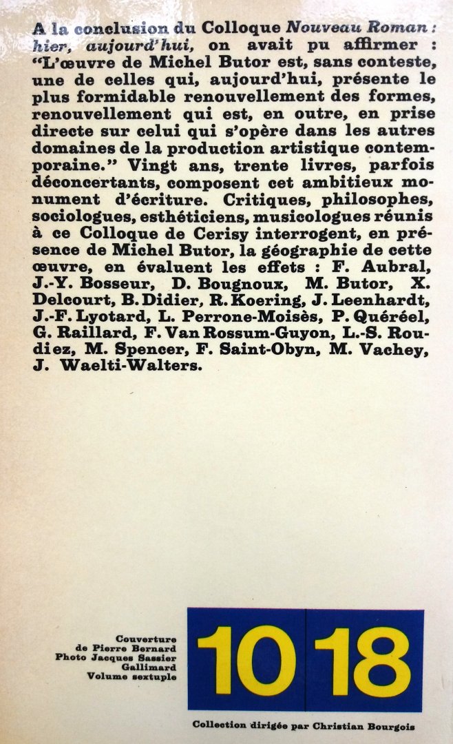 Butor, Michel - Colloque de Cerisy (FRANSTALIG)