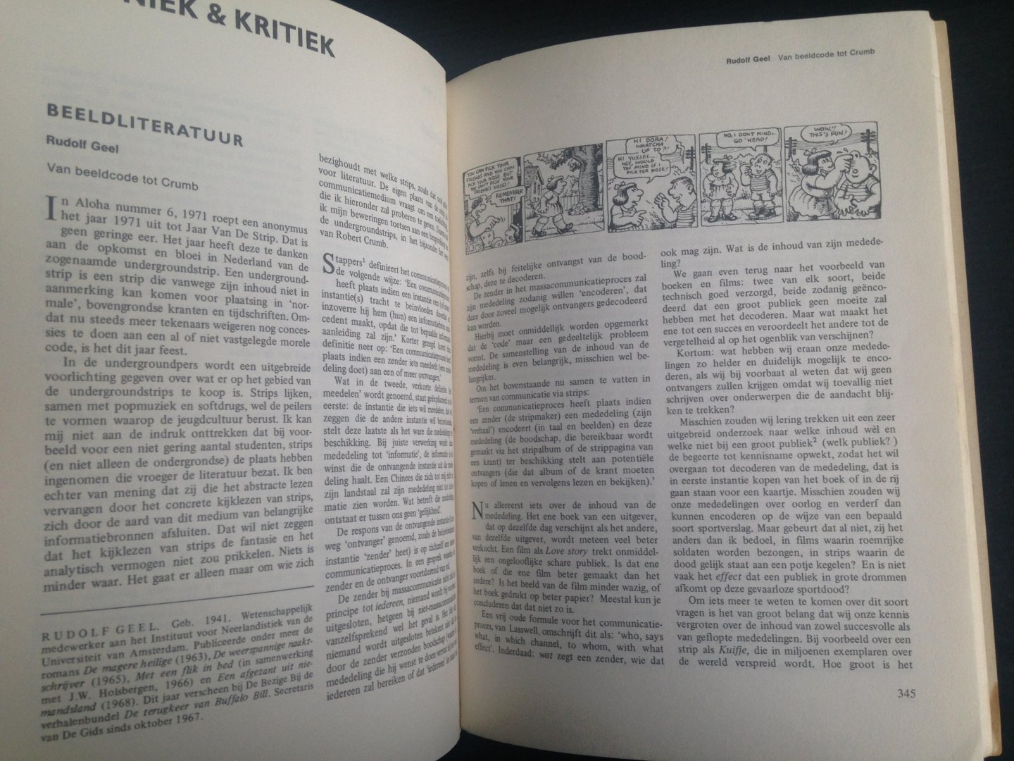 Geel, Rudolf - De Gids 1971 nr 5/6 Artikel Van beeldcode tot Crumb, 17pp