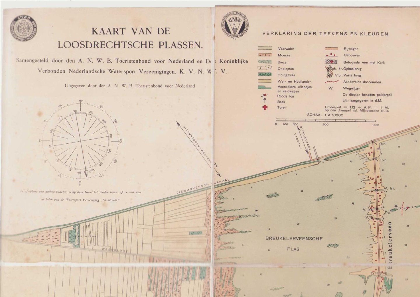 A.N.W.B. Toeristenbond voor Nederland. - Kaart van de Loosdrechtsche Plassen