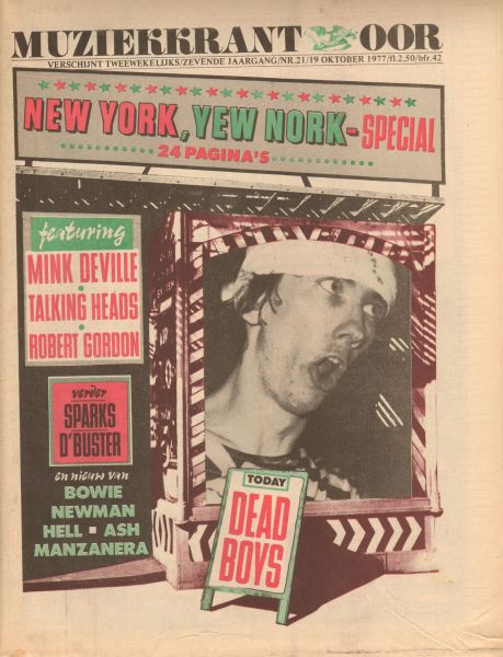 Diverse auteurs - Muziekkrant Oor 1977, nr. 21, 19 oktober met o.a. MOTORS, SWEET D'BUSTER, SPARKS, ROBERT GORDON, WILLY DEVILLE, TALKING HEADS, DEAD BOYS, NEW YORK, YEW NORK - SPECIAL, goede staat