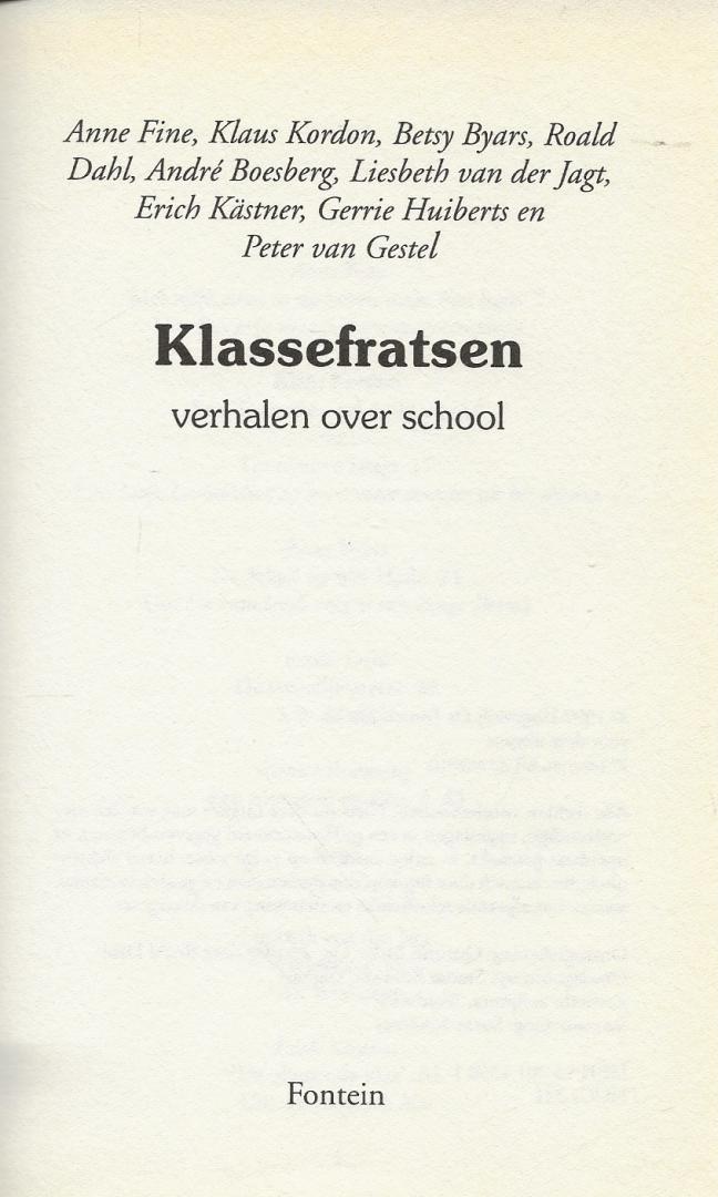 Roald Dahl  Peter, van Gestel & Erich Kästner,  Samenstelling Susan  Sanderus - Klassefratsen - Verhalen over School