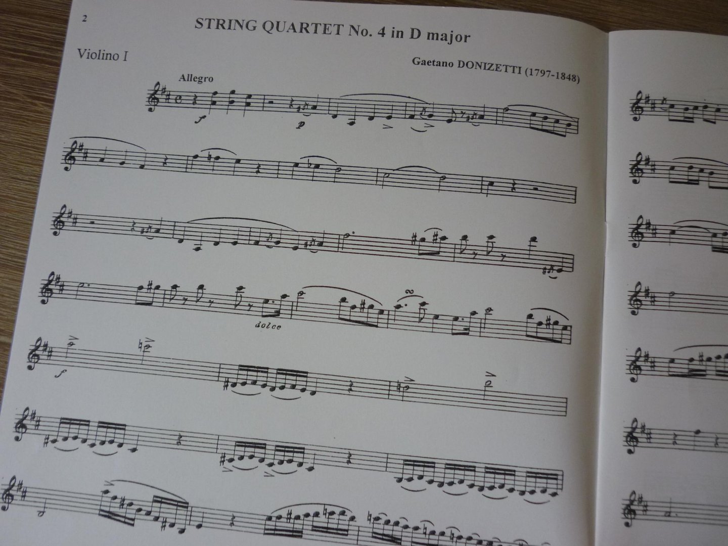 Donizetti; Gaetano (1797 - 1848) - String quartet No. 4 in D major (1818) for 2 Violins; Viola and Violoncello