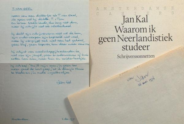 Kal, Jan. - Waarom ik geen Neerlandistiek studeer. Schrijverssonnetten