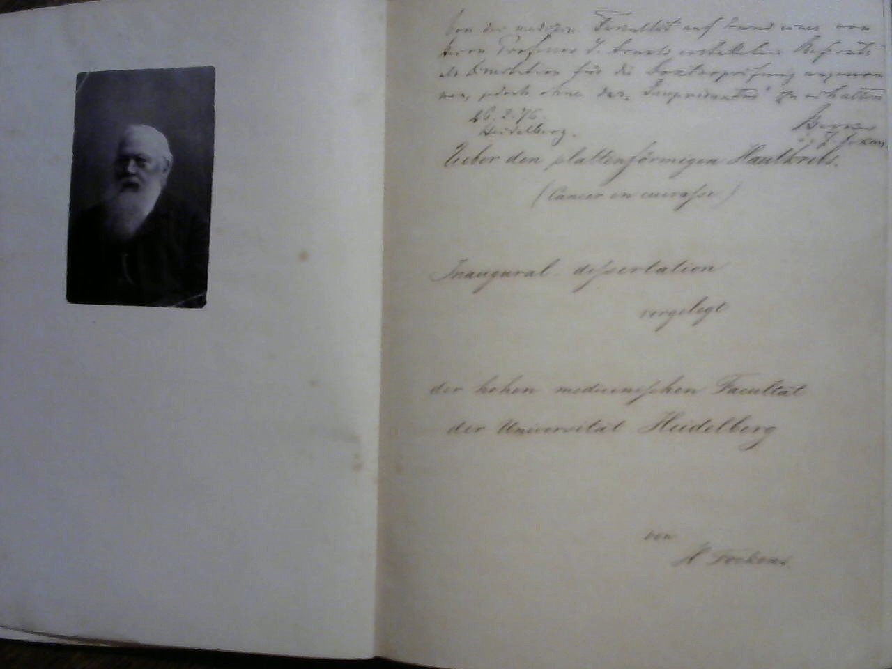 Fockens H. - Den Plattenformigen Hautkrebs, inaugural dissertation