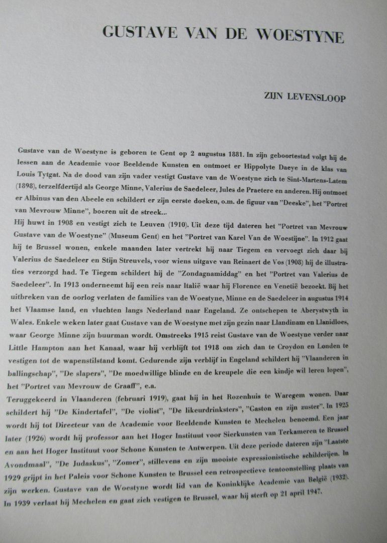 Woestyne, Gustave van - Gustave van Woestyne 1881 - 1947