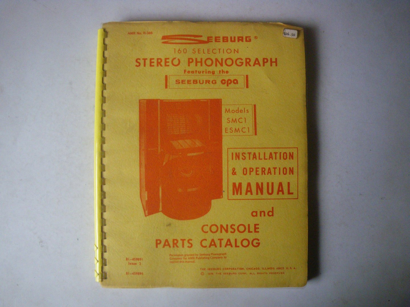seeburg - Seeburg 160 selection stereo phonograph Jukebox Installation & Operation Manual + Console parts catalog
