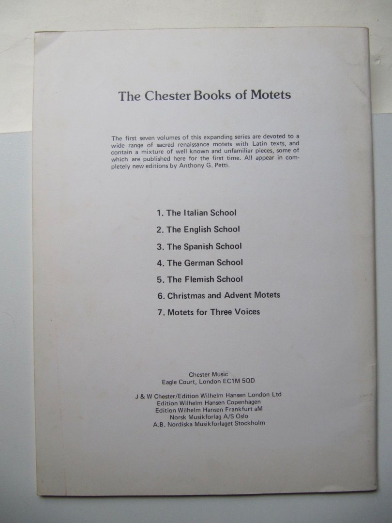 Anthony G. Petti - Christmas and Advent Motets for 4 voices (The Sixt Chester Book of Motets)