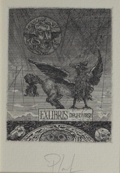 Plank, Heinz. - Exlibris voor Dr. H. Wiese.
