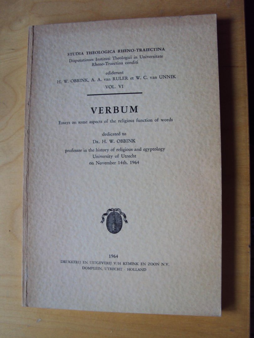Th.P van Baaren e.a. - Verbum. Essays on some aspects of the religious function of words dedicated to Dr. H.W. Obbink