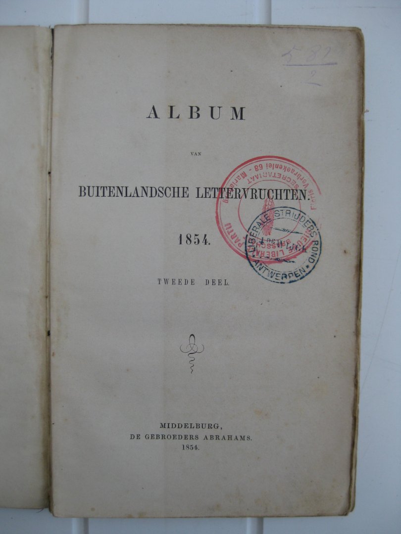  - Album van Buitenlandsche Lettervruchten. 1854. tweede deel.