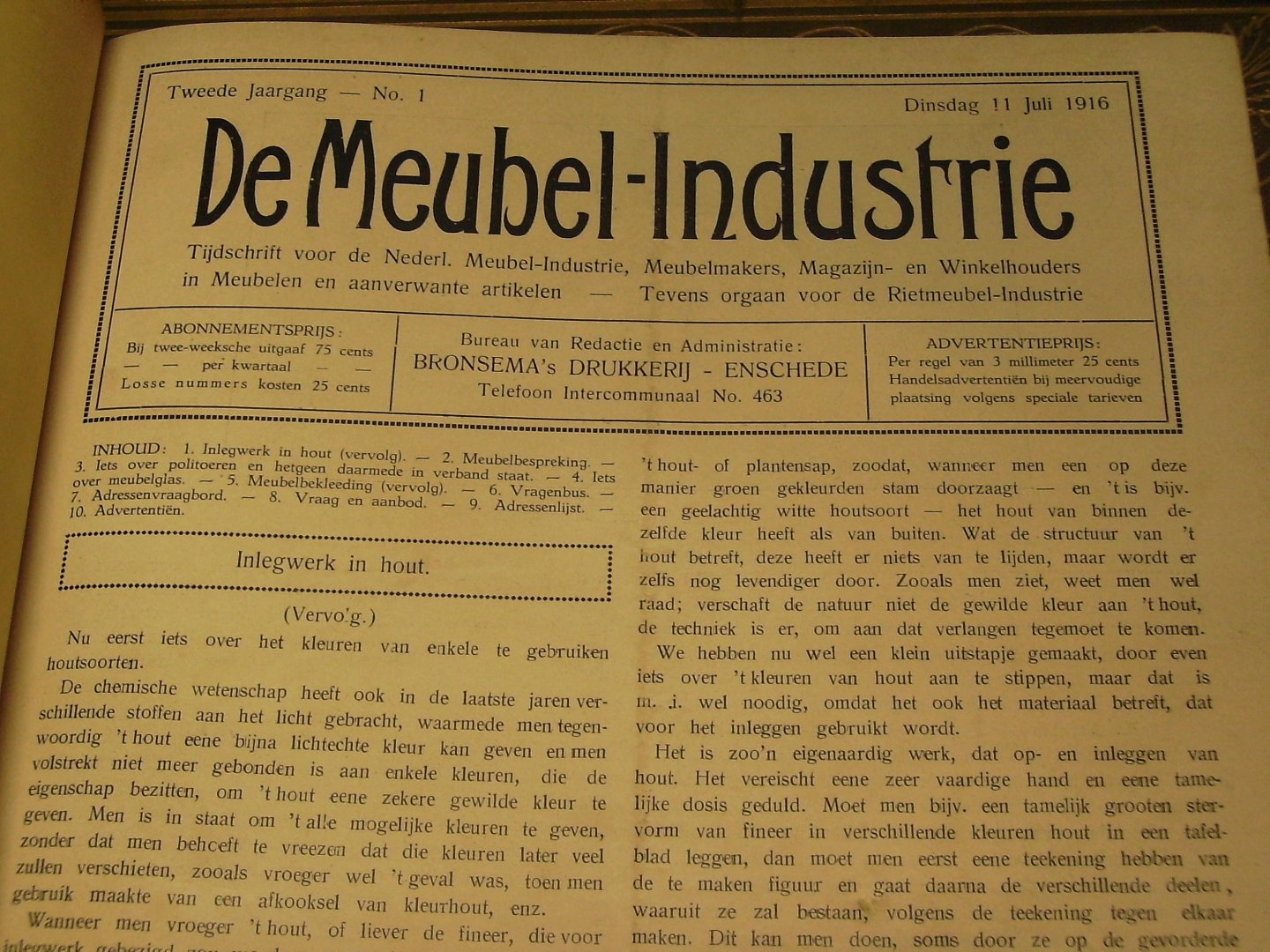 Bronsema's Tijdschrift voor de Nederlandse Meubel-Industrie - Meubel-Industrie, De,  geïllustreerd vakblad