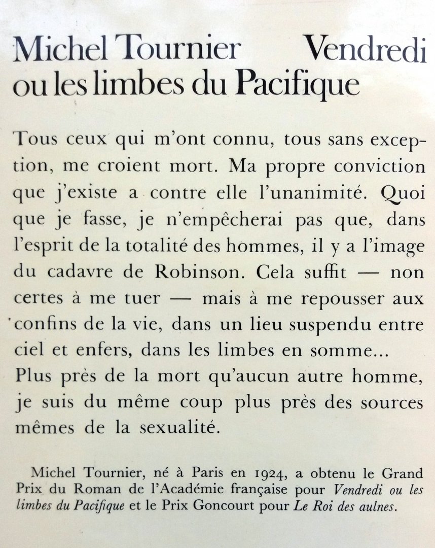 Tournier, Michel - Vendredi ou les limbes du Pacifique (Ex.1) (FRANSTALIG)