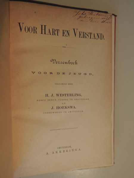 Westerling H.J.  Hoeksma J. - Voor hart en verstand : verzenboek voor de jeugd