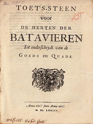 RADELOOS REDELOOS REDDELOOS - Toets-steen voor de herten der Batavieren tot onderscheydt van de Goede en Quade.