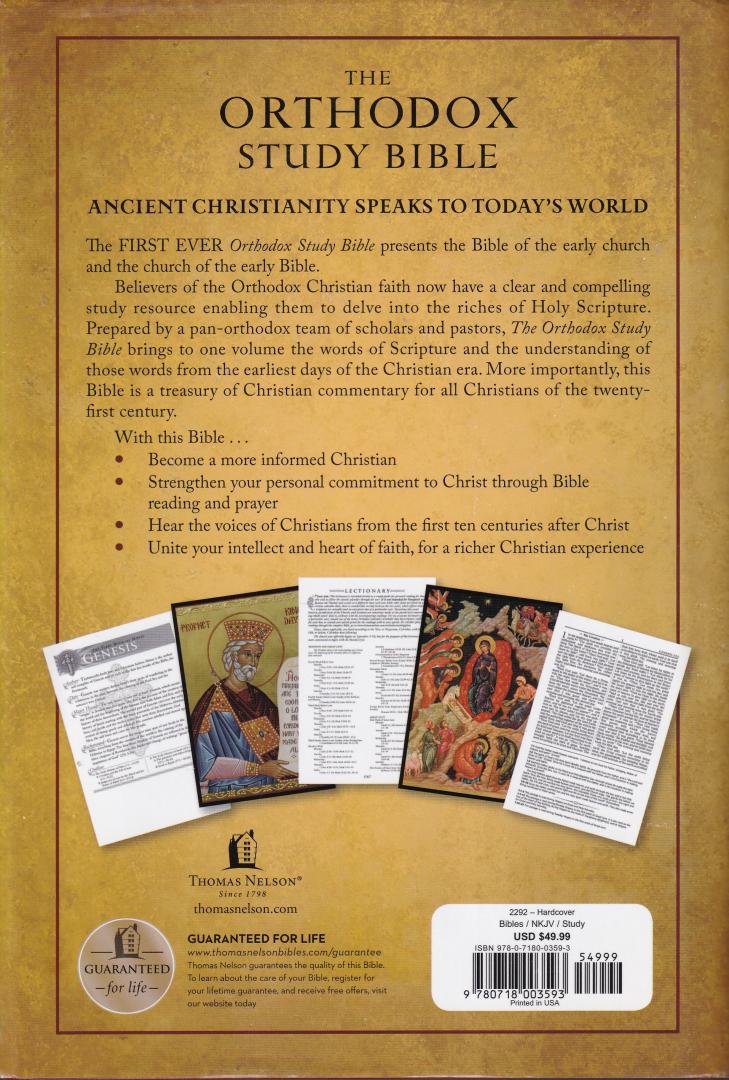 Thomas Nelson (ds1372B) - The Orthodox Study Bible / Ancient Christianity Speaks to Today's World
